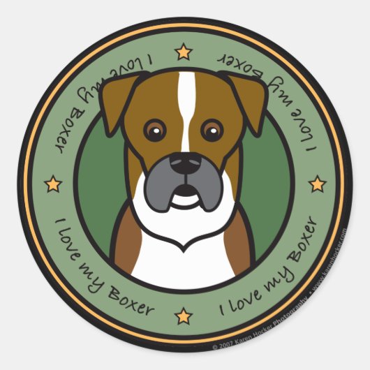 Love My Boxer Ronde Sticker (Voorkant)