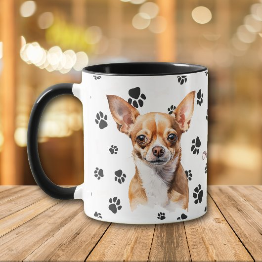 Love My Brown Chihuahua Dog Pawprint Mug Mok