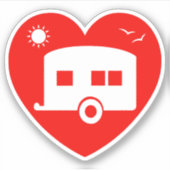 Love My Caravan Red Heart Camping Trailer Sticker (Voorkant)