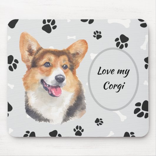 Love My Cardigan Welsh Corgi Dog Pawprint Muismat (Voorkant)