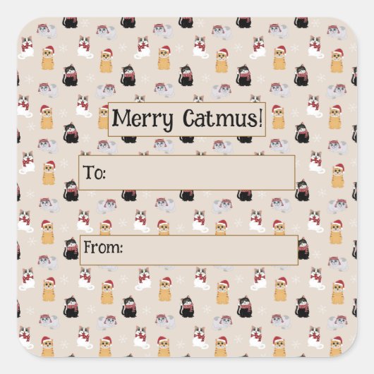 Love my cat vierkante sticker (Voorkant)