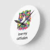 Love My Catfusion Abstracte Kat Kwarts Wandklok (Hoek)