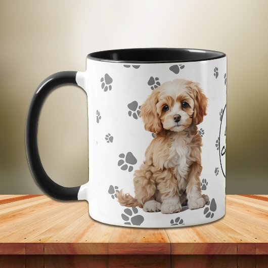Love My Cavapoo Dog Pawprint Pattern Mok
