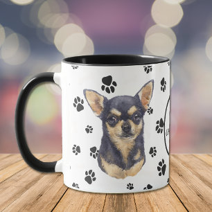 Love My Chihuahua Dog Pawprint Mok