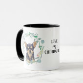 Love My Chihuahua Wreath Coffee Mok (Voorkant links)