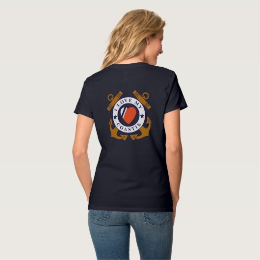 Love My Coastie Crossed Anchor Back V-Neck T-Shirt (Achterkant volledig)