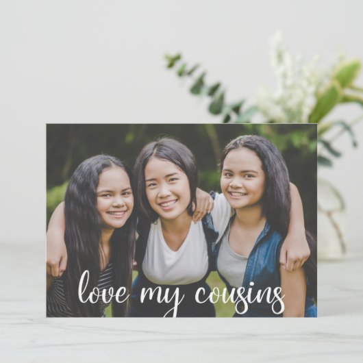 Love My Cousins Schattigee aangepaste familie foto Kaart (Staand voorkant)