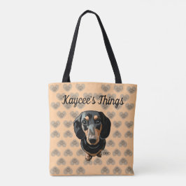 Love My Dachshund Heart Paw Tote Bag