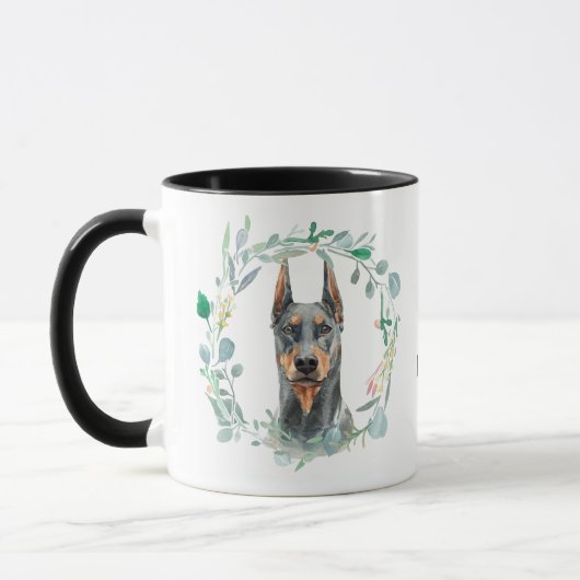 Love My Dobie Wreath Coffee Mok (Links)