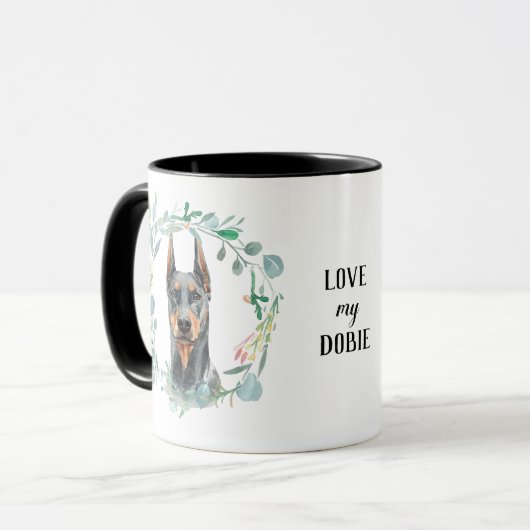 Love My Dobie Wreath Coffee Mok (Voorkant links)