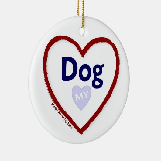 Love My Dog Keramisch Ornament (Rechts)