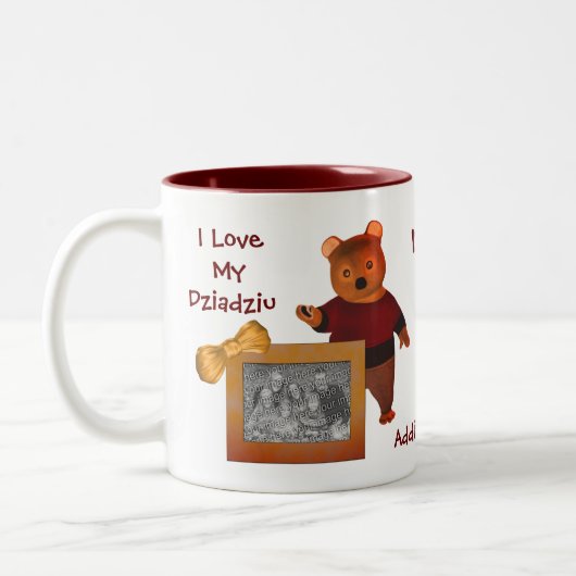 Love My Dziadziu Cute Beer Poland Grandfather Tweekleurige Koffiemok (Links)