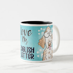 Love My English Setter Cartoon 11oz Tweekleurige Koffiemok