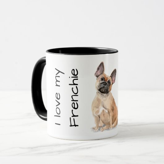 Love My Frenchie (bruin) Mok (Voorkant links)
