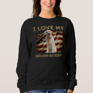 Love My Golden Retriever Dad Mom American Flag Trui