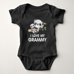 Love My Grammy Cute Baby and Adult Pandas Romper