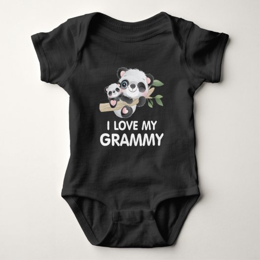 Love My Grammy Cute Baby and Adult Pandas Romper (Voorkant)