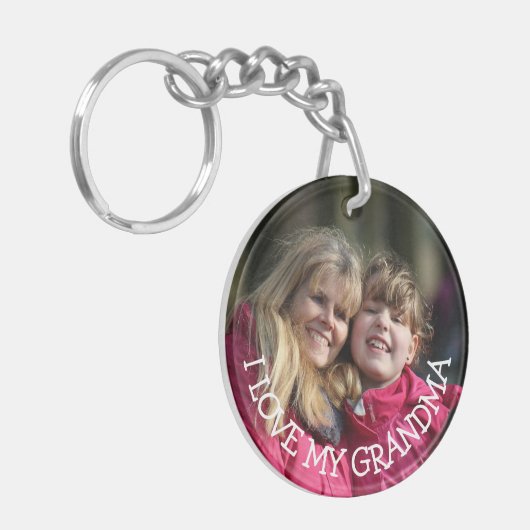 Love My Grandma Personalized Photo Sleutelhanger (Voorkant Links)