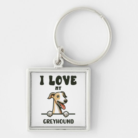 Love My Greyhound Sleutelhanger (Voorkant)