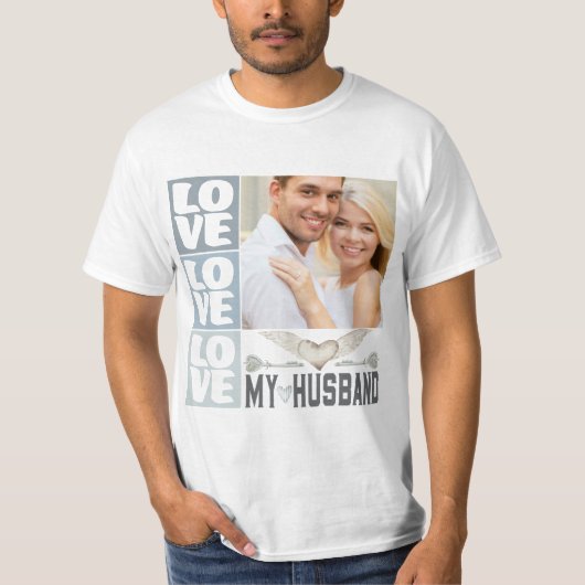 Love My Husband Heart Photo T-Shirt (Voorkant)