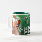 Love My Irish Setter Cartoon 11oz Tweekleurige Koffiemok (Voorkant links)
