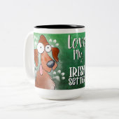 Love My Irish Setter Cartoon Tweekleurige Koffiemok (Voorkant links)