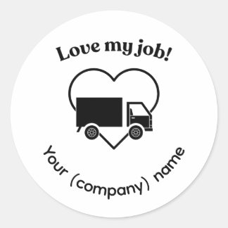 Love My Job Truck Driver Heart Personalizable Ronde Sticker