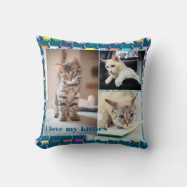 Love My Katten Pas 3 foto's Cat Print aan Kussen