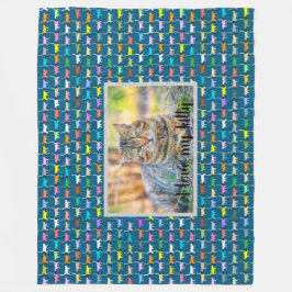 Love My Kitty Uw Kat Foto Print Teal Fleece Deken