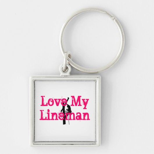 Love My Lineman Sleutelhanger-roze Sleutelhanger (Voorkant)