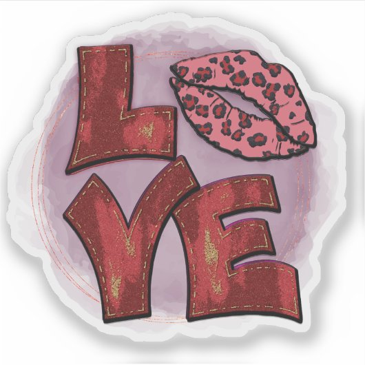 Love My Luipaard Lippen - Valentijnsticker Sticker (Voorkant)