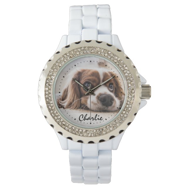 Love My Pet Dog Photo Template Horloge (Voorkant)