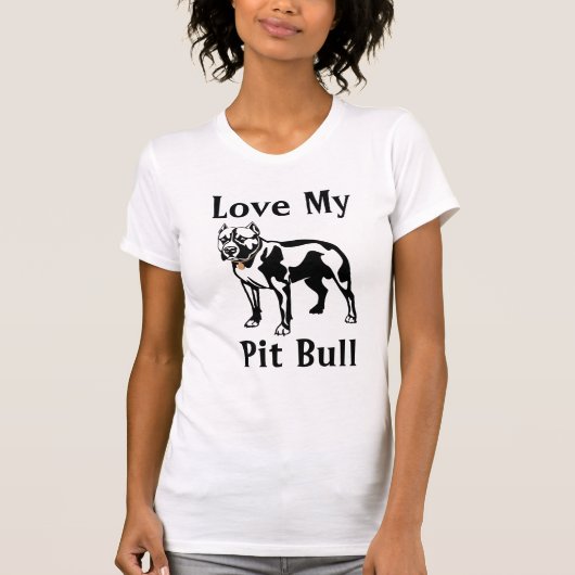 Love My Pit Bull Dames Tanktop Tee Shirt (Voorkant)