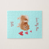 Love My Pom Pommeranian Dog Custom Pet Naam Legpuzzel (Horizontaal)