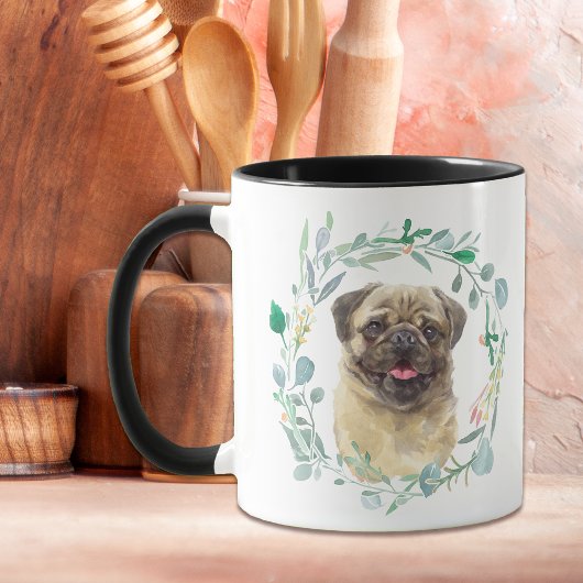 Love My Pug Wreath Coffee Mok