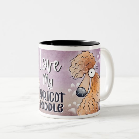 Love My Red Poodle Cartoon 11oz Tweekleurige Koffiemok (Voorkant rechts)