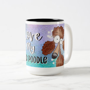 Love My Red Poodle Cartoon 15oz Tweekleurige Koffiemok