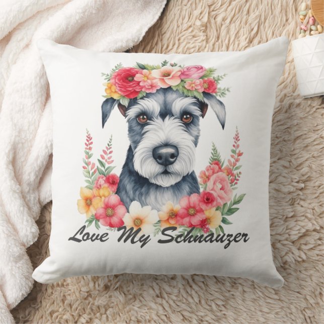 Love My Schnauzer Bloemstuk Kussen (Deken)