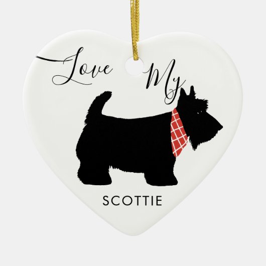 Love My Scottie Scottish Terrier Holiday Keramisch Ornament (Voorkant)