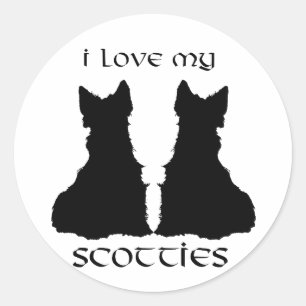 Love My Scotties Silhouet Ronde Sticker