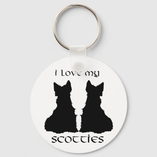Love My Scotties Silhouet Sleutelhanger (Voorkant)