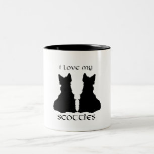 Love My Scotties Silhouet Tweekleurige Koffiemok