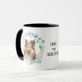 Love My Sheltie Wreath Coffee Mok (Voorkant links)