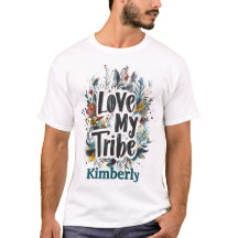 Love My Tribe Bohemian Blauwgroen naam Tshirt Cust