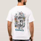 Love My Tribe Bohemian Blauwgroen naam Tshirt Cust (Achterkant)