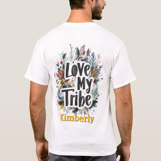 Love My Tribe Bohemian Yellow Name Tshirt Custom (Achterkant)