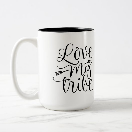Love My Tribe Cup Design Tweekleurige Koffiemok (Links)