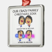 Love My Two Daughters Cartoon kerstversiering Metalen Ornament (Links)