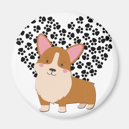 Love My Welsh Corgi Puppy Dog Paw Prints Hart Magneet (Voorkant)