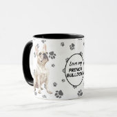 Love My White French Bulldog Pawprint Pattern Mok (Voorkant links)